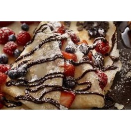 11. Domáce palacinky s jahodovým džemom, čokoládový toping, práškový cukor, ovocie (300)g – 1,3,7